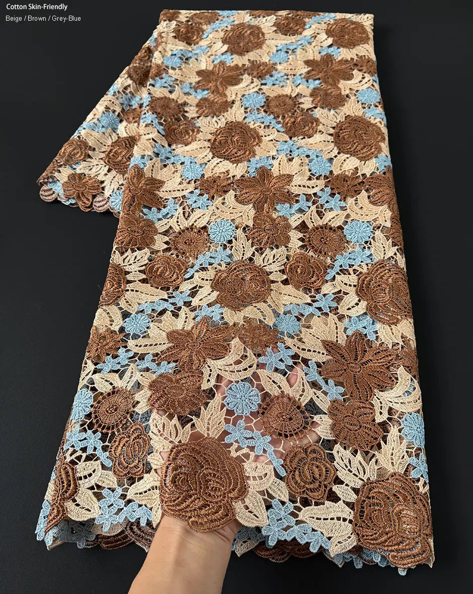 alalar | Luxury Floral Guipure Lace Fabric – Soft African Embroidery Ceremony Lace