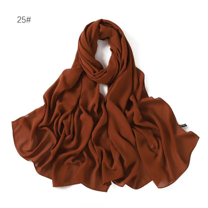 alalar | Solid Color Chiffon Hijab Shawl – 36 Colors, Lightweight Long Wrap (70×180cm)