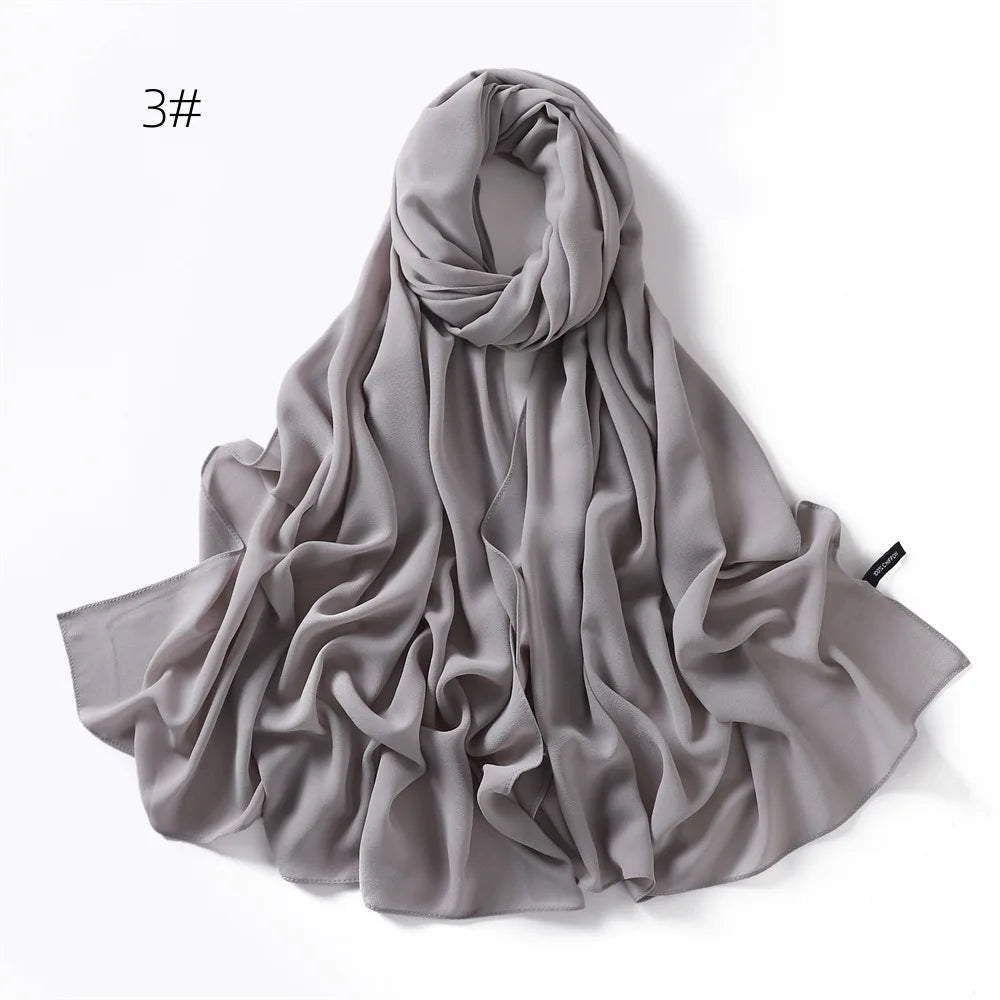 alalar | Solid Color Chiffon Hijab Shawl – 36 Colors, Lightweight Long Wrap (70×180cm)