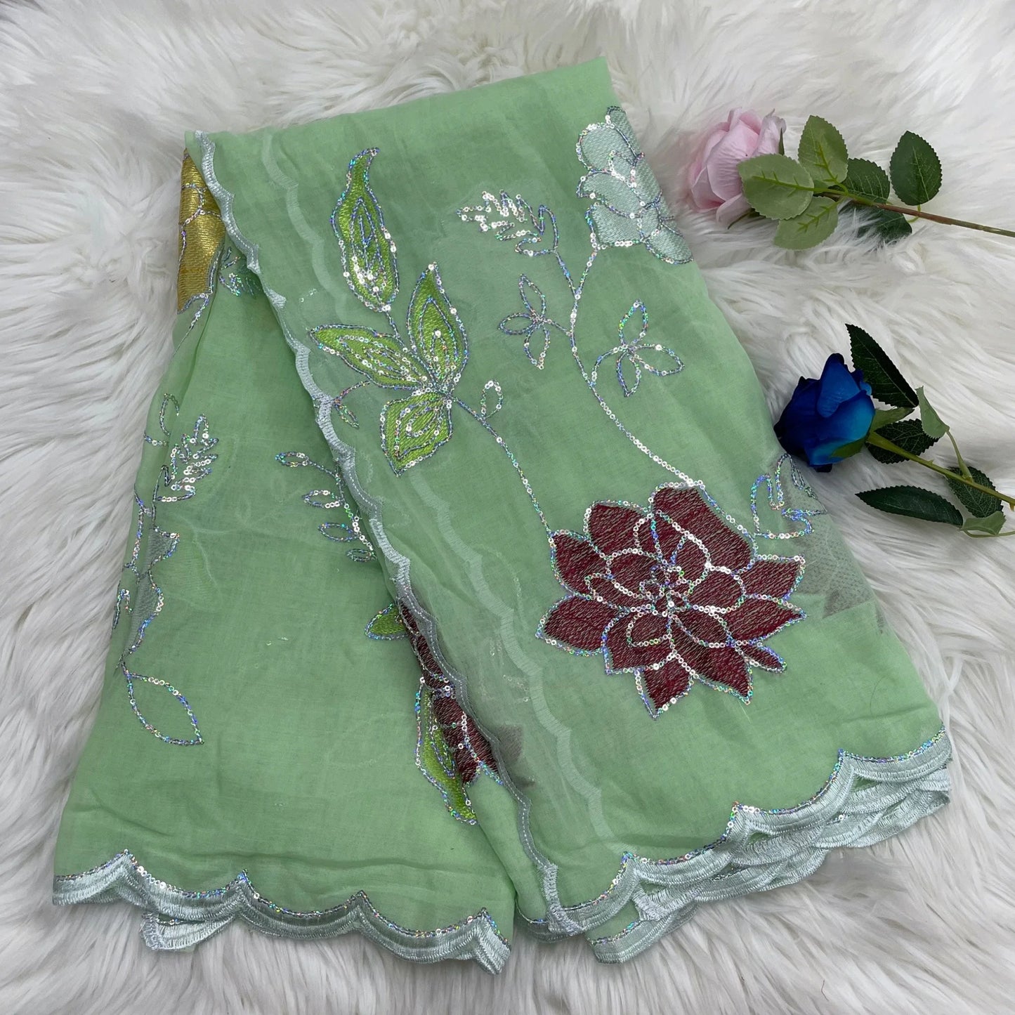ALALAR | Embroidered Cotton Hijab Scarf – African Style Multicolor Muslim Headscarf Dubai Fashion