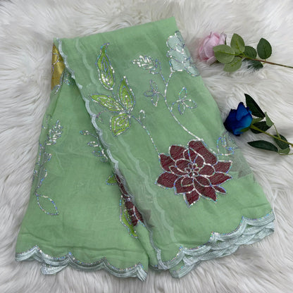 ALALAR | Embroidered Cotton Hijab Scarf – African Style Multicolor Muslim Headscarf Dubai Fashion