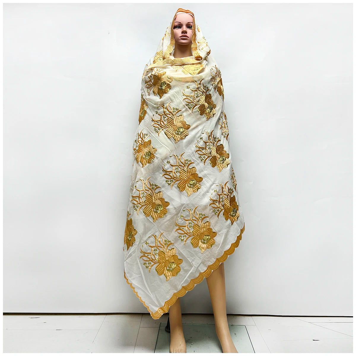 alalar | Premium Embroidered Cotton Hijab – African & Dubai Style Scarf