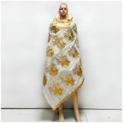 alalar | Premium Embroidered Cotton Hijab – African & Dubai Style Scarf