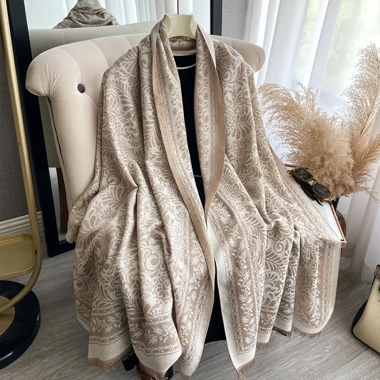 alalar | Elegant Long Muslim Hijab Scarf with Gold Thread Detail