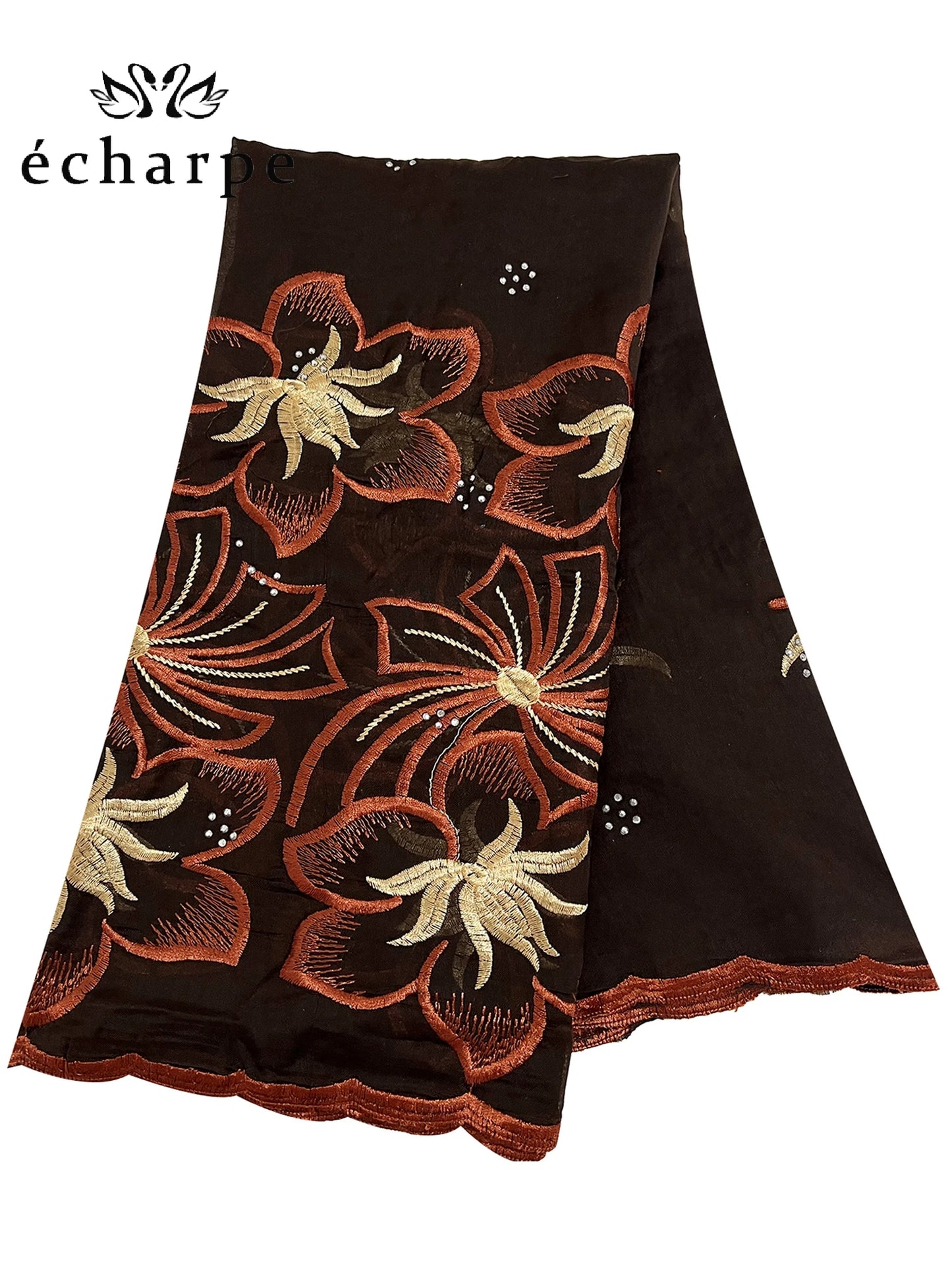 alalar | Dubai-Style Embroidered Cotton Hijab – African Pashmina Turban & Shawl