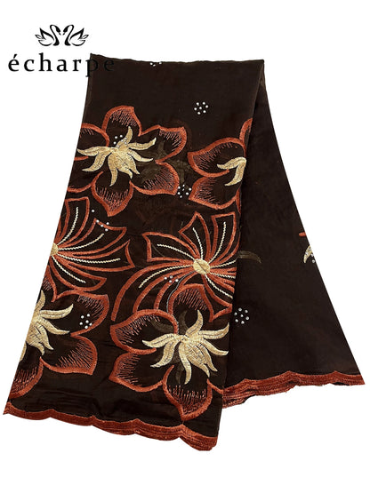 alalar | Dubai-Style Embroidered Cotton Hijab – African Pashmina Turban & Shawl