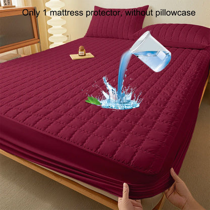 alalar-1 simple modern square Waterproof laminated Fitted Sheet,Wine red color bed cover for bedroom,bedding(excluding pillowcase)