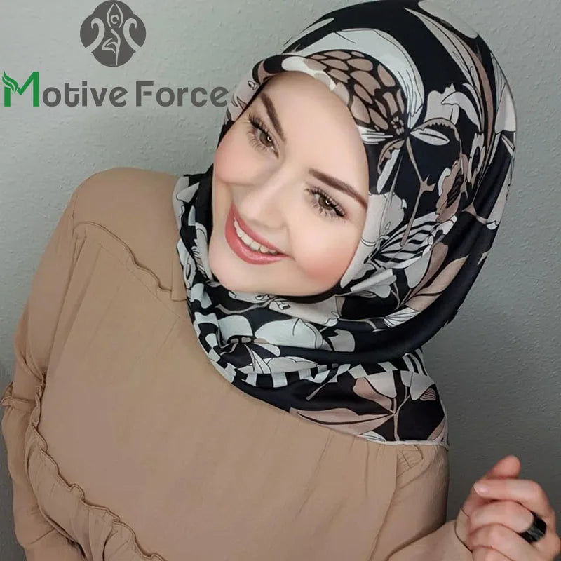 Printed Square Hijab Abaya Scarf -alalar