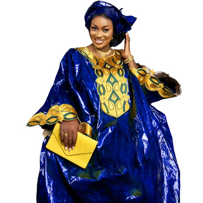 alalar | Bazin Riche Embroidered African Maxi Dress – Luxury Long Formal Dress