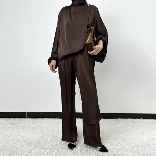 alalar | 2025 Irregular Top & Pants Abaya Set – Modern Modest Ramadan Outfit