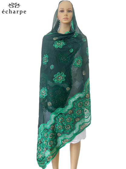 alalar | African Cotton Embroidered Hijab – Dubai-Style Ramadan Prayer Scarf