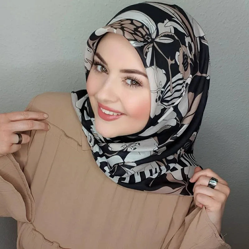 Printed Square Hijab Abaya Scarf -alalar