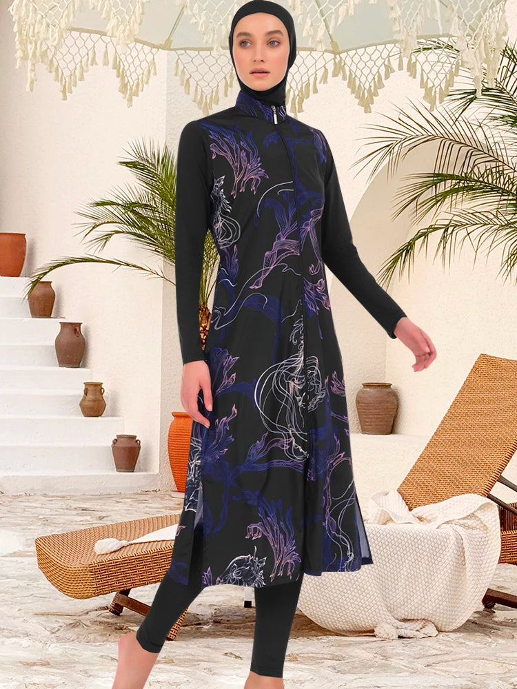 alalar | 3-Piece Long Burkini Swimsuit – Full-Coverage Modest Swimwear with Hijab