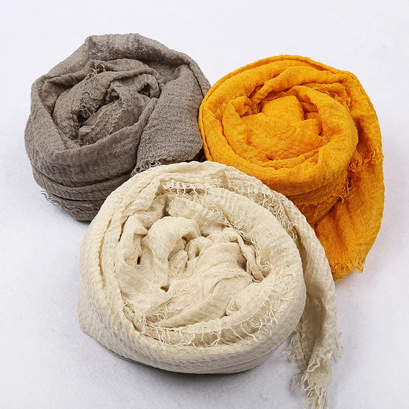 alalar-Big size  crinkle scarf for women soft cotton headscarf