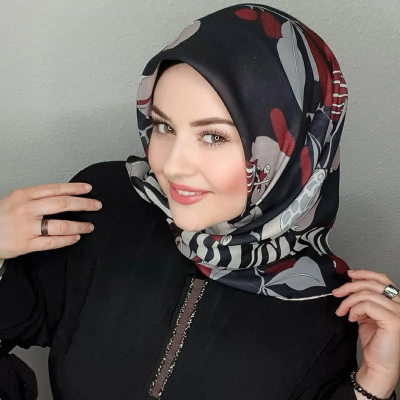 Printed Square Hijab Abaya Scarf -alalar