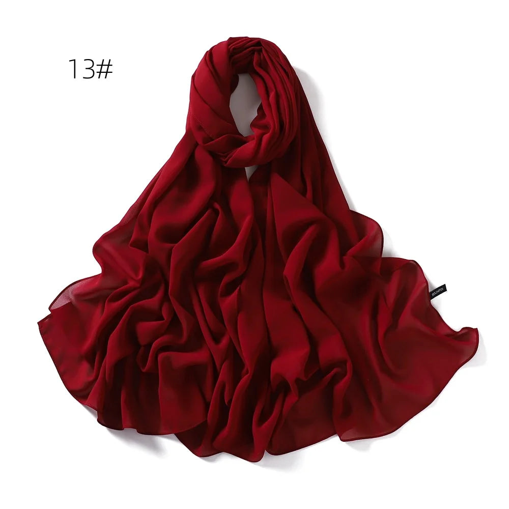 alalar | Solid Color Chiffon Hijab Shawl – 36 Colors, Lightweight Long Wrap (70×180cm)