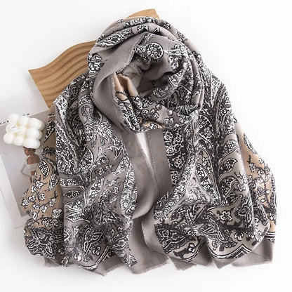 alalar | Elegant Autumn & Winter Cashmere-Feel Shawl – Printed Warm Scarf for Women