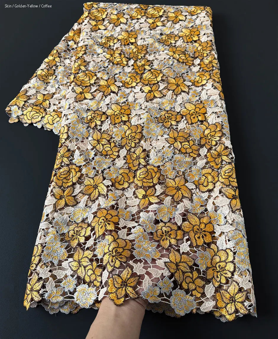 alalar | Luxury Floral Guipure Lace Fabric – Soft African Embroidery Ceremony Lace