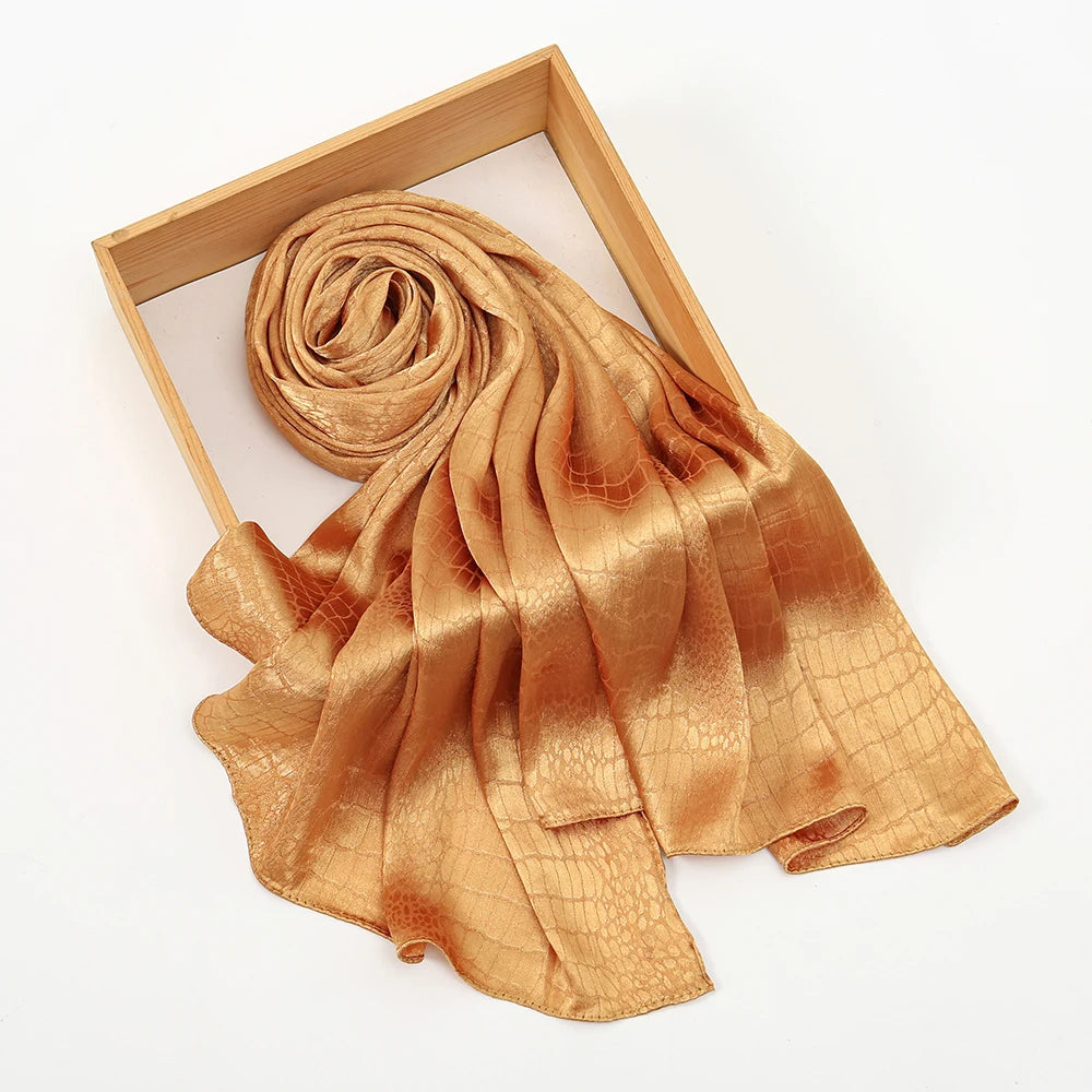 Fashion Leaf Print Satin Hijab -alalar