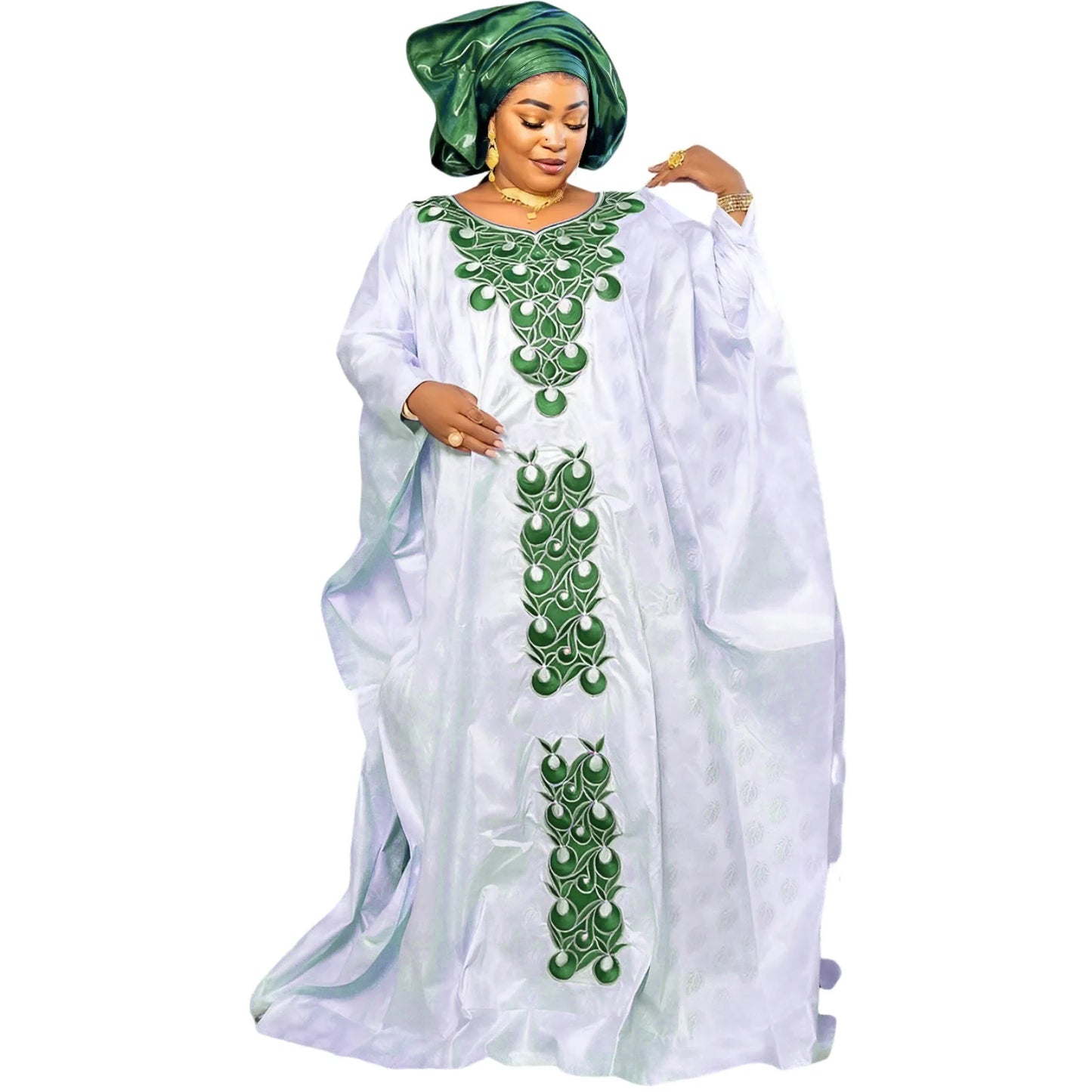 ALALAR | African Embroidered Abaya Dress – Elegant Plus Size Modest Wear for Women