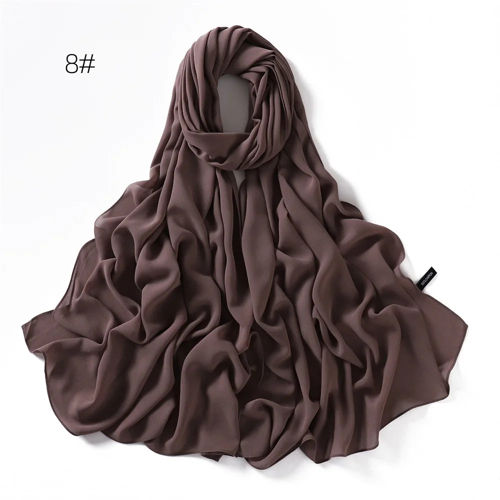 alalar | Solid Color Chiffon Hijab Shawl – 36 Colors, Lightweight Long Wrap (70×180cm)