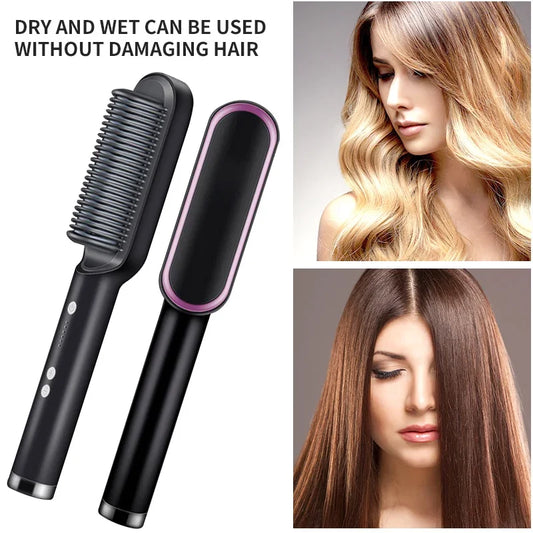 alalar-Hair Straightener Professional Quick Heated Electric Hot Comb Hair Straightenerسهل الاستخدام وآمن، يُقلل بشكل فعال من تلف الشعر، مما يجعله أكثر صحة وطبيعية. مناسب للشعر الجاف والمبلل مشط ساخن