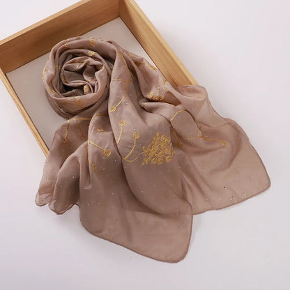 alalar | Embroidered Diamond Chiffon Hijab – Elegant Scarf & Turban Style Headwrap for Women