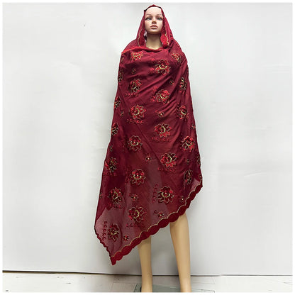 alalar| Embroidered Cotton Hijab Scarf – African Style Muslim Headscarf Dubai Modest Fashion