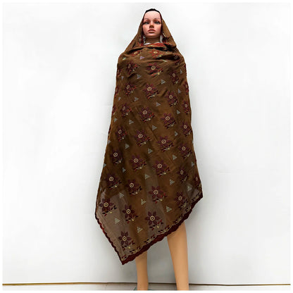 alalar | Embroidered Floral Sequin Cotton Hijab – Dubai-Style Scarf (2025)