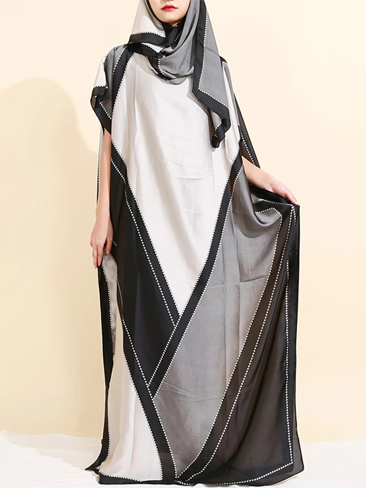 alalar-Scarf-Abaya Muslim Abayas For Women 2025 New Printed Silk Soft Loose Femme Elegant Robe African Maxi Party Dresses With Belt Turban