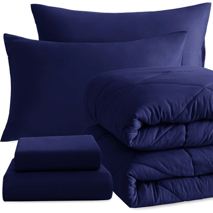 alalar- 5 Piece Bedding Comforter Set,Breathable Bed in a Bag, Includes Comforter, Fitted Sheet, Top Sheet and Pillowcases-طقم لحاف سرير مكون من 5 قطع، سرير قابل للتهوية في حقيبة، يتضمن لحافًا وملاءة مثبتة وملاءة علوية وأغطية وسائد