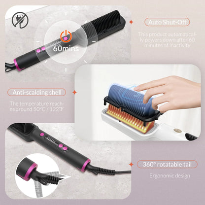 alalar-Health-Beauty-Hair Straightener Brush with Six Temperature Settings-فرشاة فرد الشعر مع ستة إعدادات لدرجة الحرارة