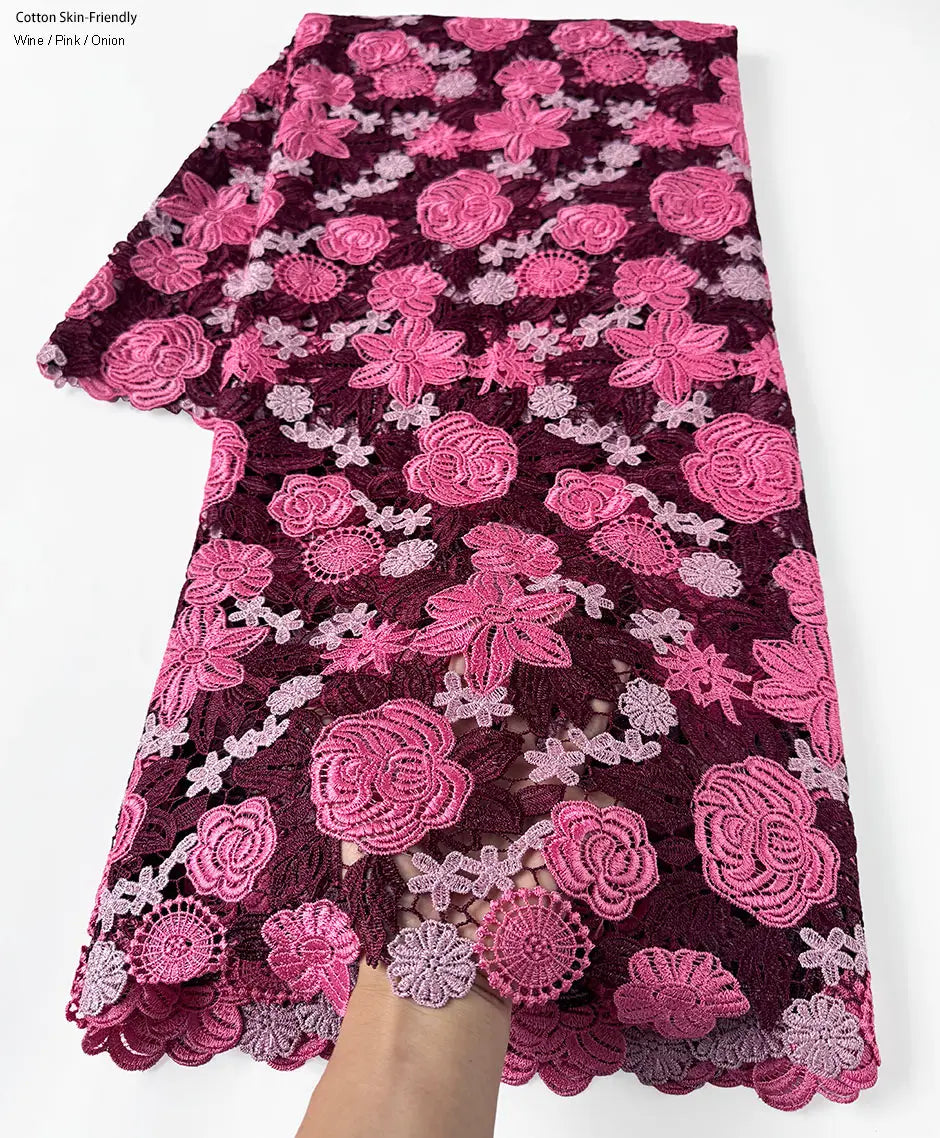 alalar | Luxury Floral Guipure Lace Fabric – Soft African Embroidery Ceremony Lace