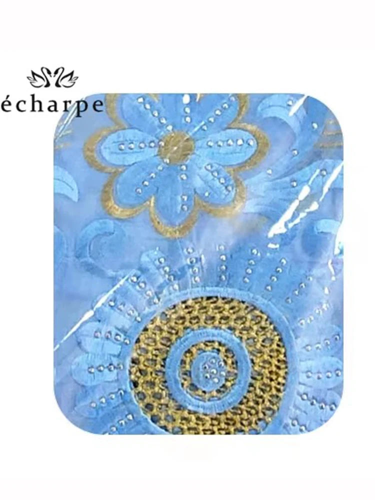 alalar | African-Inspired Hollow Cotton Embroidered Hijab Scarf