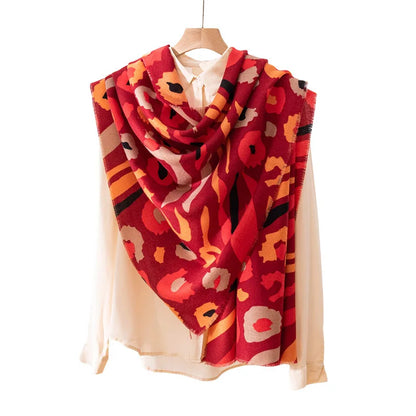 alalar | Luxury Leopard & Paisley Cashmere-Feel Scarf – Retro Printed Winter Shawl for Women