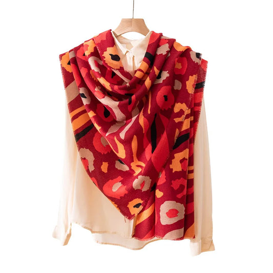 alalar | Luxury Leopard & Paisley Cashmere-Feel Scarf – Retro Printed Winter Shawl for Women
