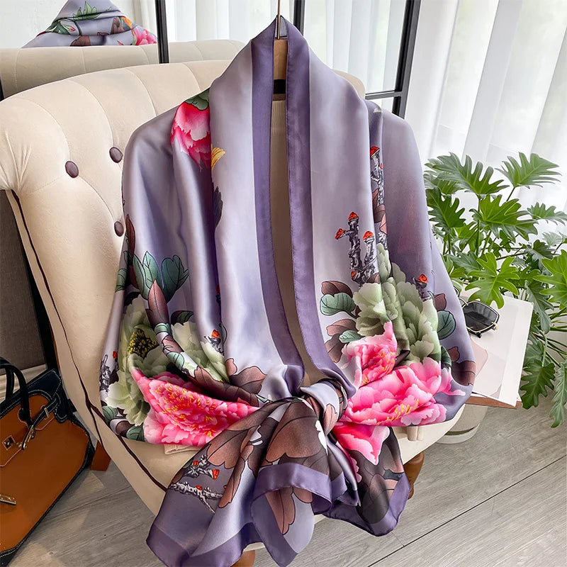 alalar-New Fashion Satin Silk Scarf Shawl For Muslim Woman