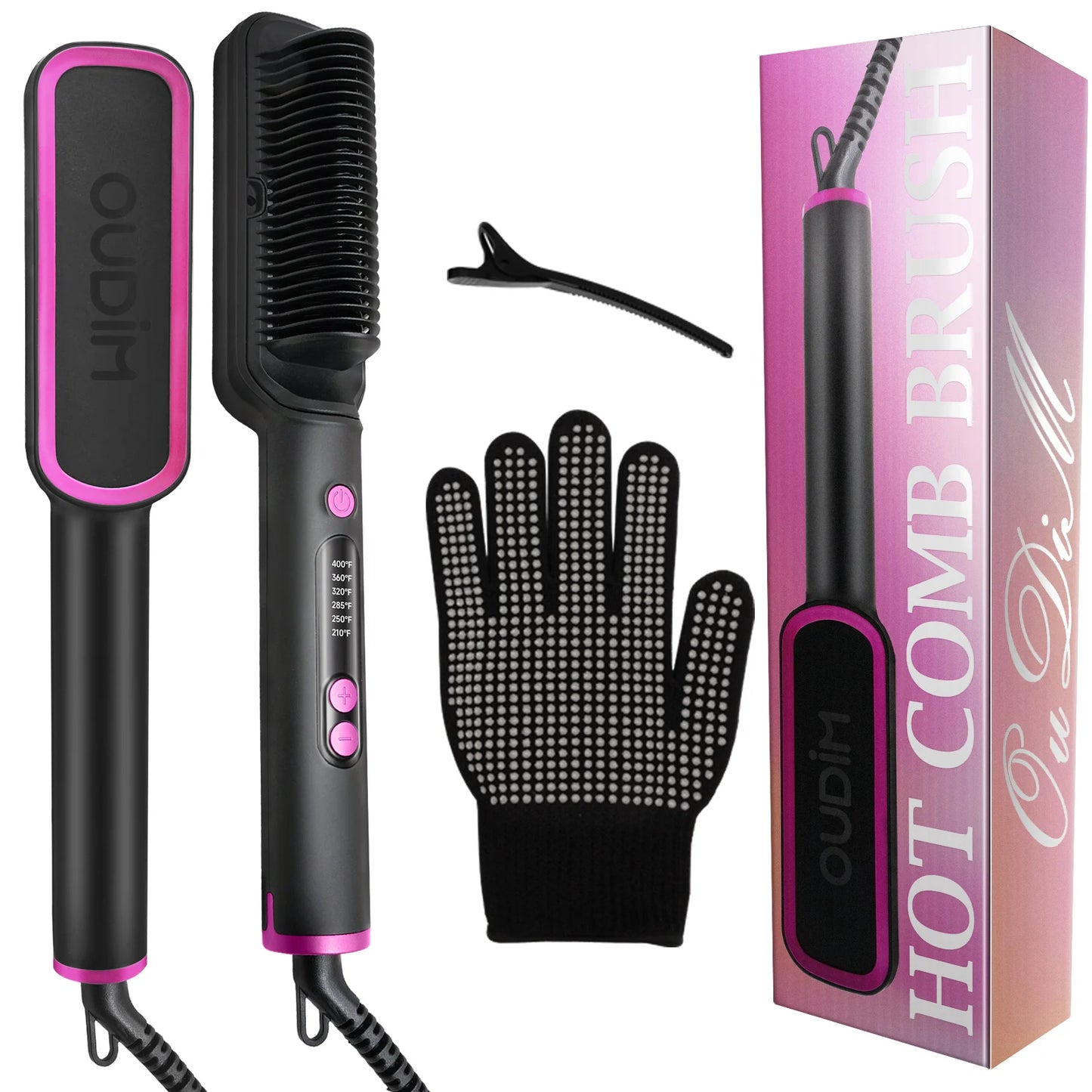 alalar-Health-Beauty-Hair Straightener Brush with Six Temperature Settings-فرشاة فرد الشعر مع ستة إعدادات لدرجة الحرارة