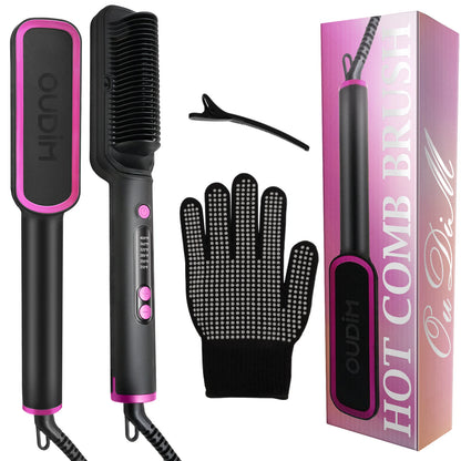 alalar-Health-Beauty-Hair Straightener Brush with Six Temperature Settings-فرشاة فرد الشعر مع ستة إعدادات لدرجة الحرارة