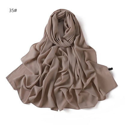 alalar | Solid Color Chiffon Hijab Shawl – 36 Colors, Lightweight Long Wrap (70×180cm)