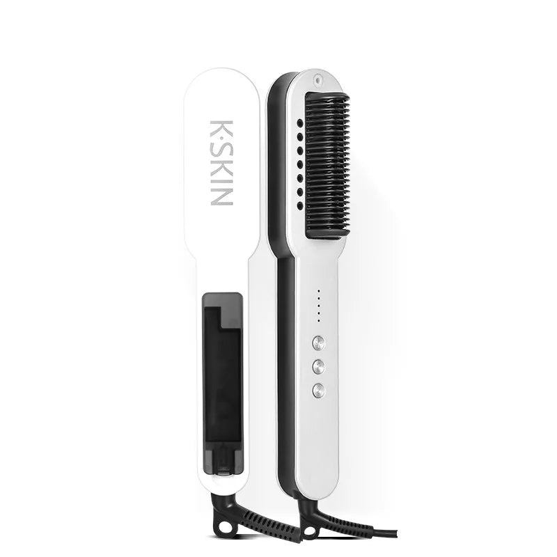alalar-Health-Beauty Professional Salon 2in1 Steampod Nano Spray Hair Straightener Beauty Care Hot Steam Ionic Hair Straightening Styler Comb Brush- احترافي جهاز فرد الشعر بالبخار الساخن