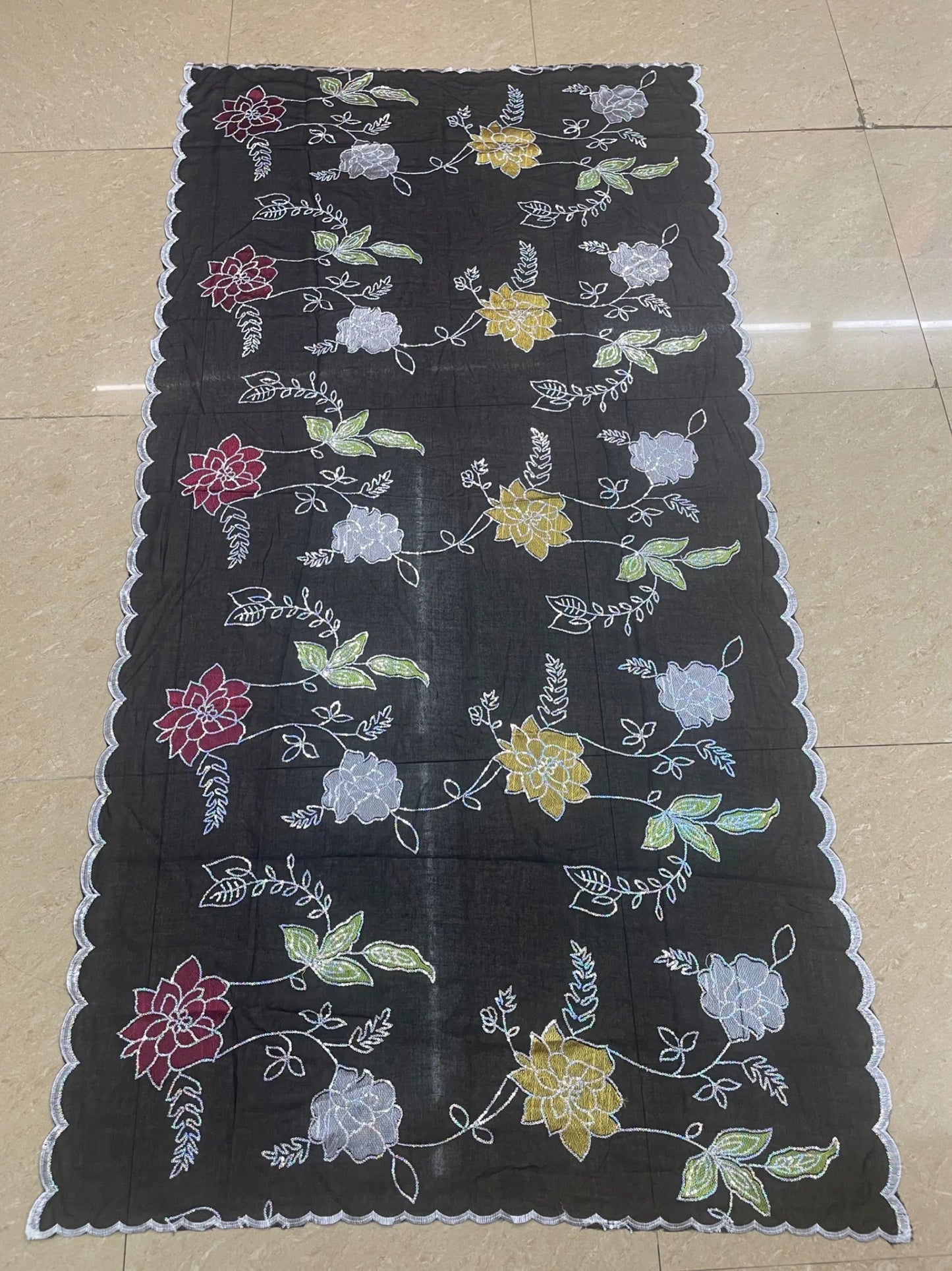 ALALAR | Embroidered Cotton Hijab Scarf – African Style Multicolor Muslim Headscarf Dubai Fashion