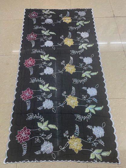 ALALAR | Embroidered Cotton Hijab Scarf – African Style Multicolor Muslim Headscarf Dubai Fashion
