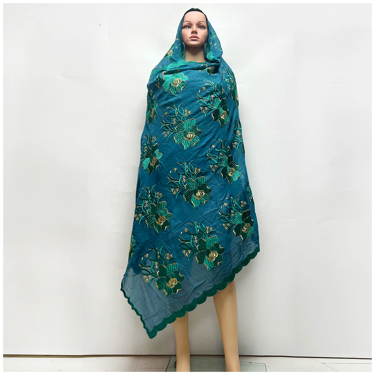 alalar | Premium Embroidered Cotton Hijab – African & Dubai Style Scarf