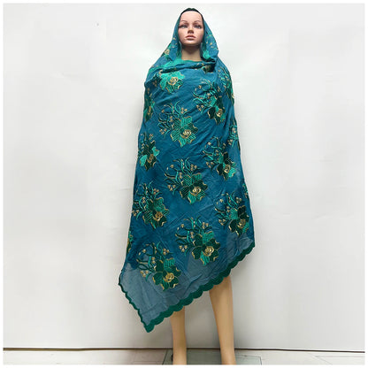 alalar | Premium Embroidered Cotton Hijab – African & Dubai Style Scarf
