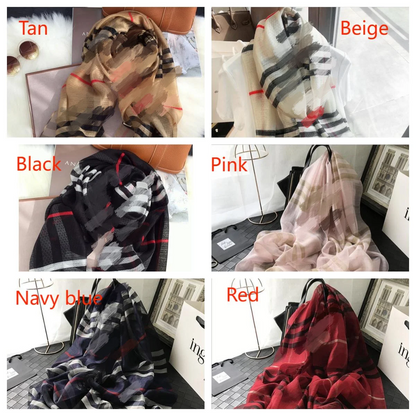 alalar | Checkered Mulberry Silk & Wool Scarf – Luxury Autumn & Winter Shawl for Women