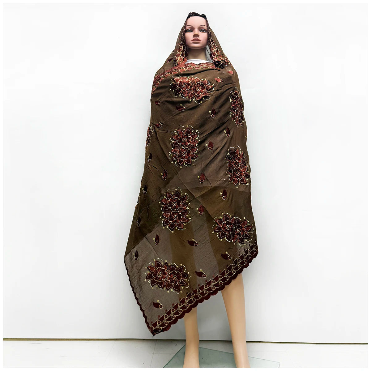 alalar | Embroidered Cotton Hijab Scarf – African & Dubai Style