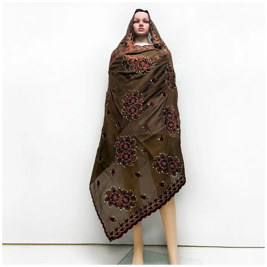 alalar | Embroidered Cotton Hijab Scarf – African & Dubai Style