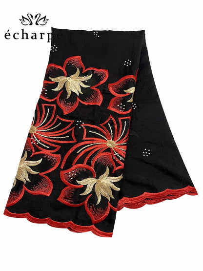 alalar | Dubai-Style Embroidered Cotton Hijab – African Pashmina Turban & Shawl