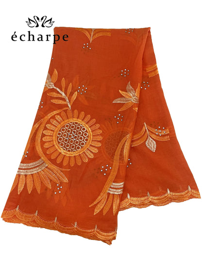 alalar | Dubai-Style Embroidered Cotton Hijab – African Pashmina Turban & Shawl